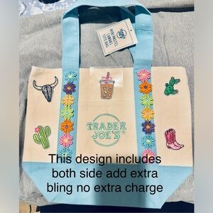 Traders joes 2026 pastel blue mini Canvas Tote Bag - Blue Accents